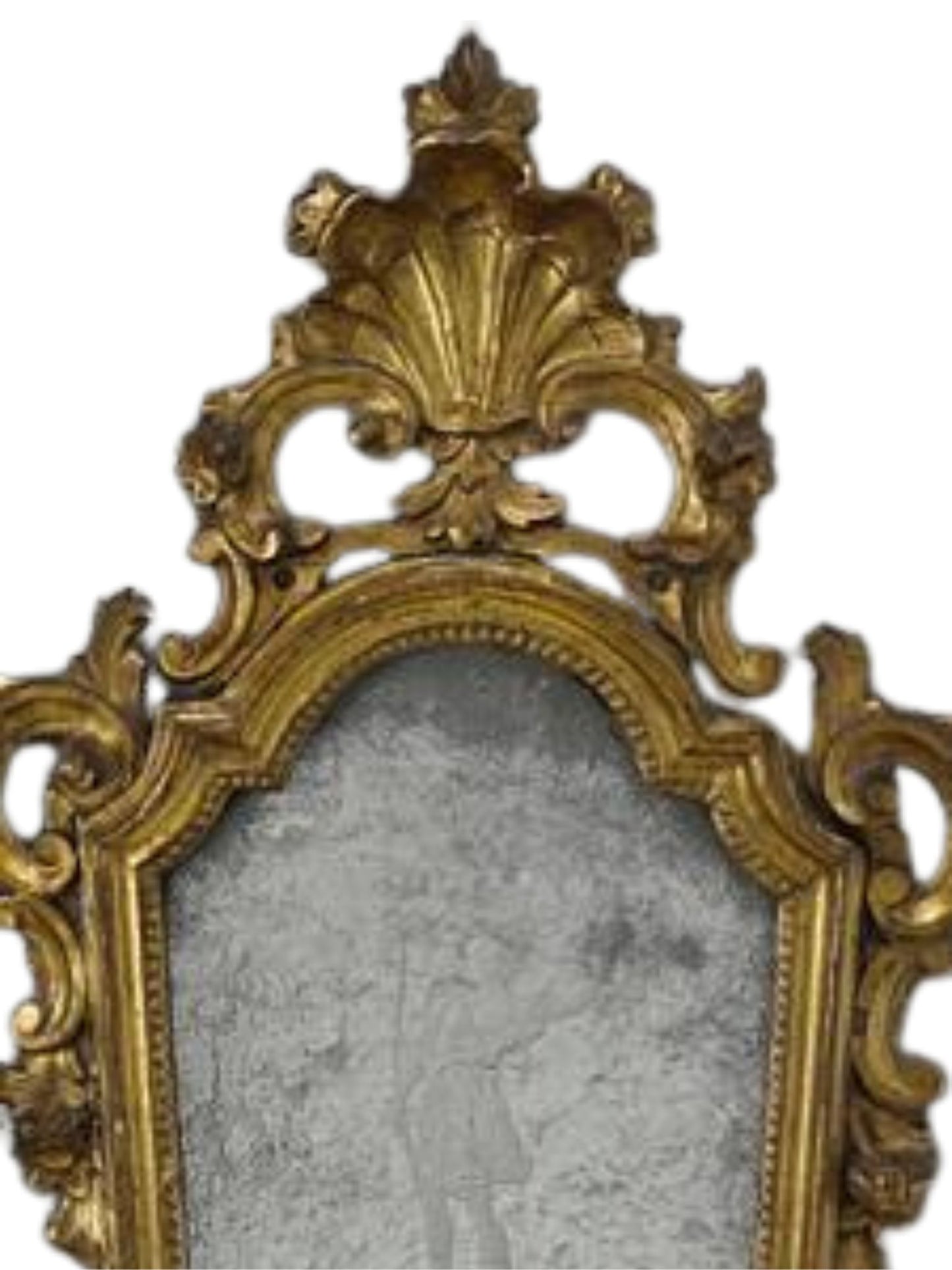 Pair of mirrors with figures on terrace 31.5 x 16.5 inches