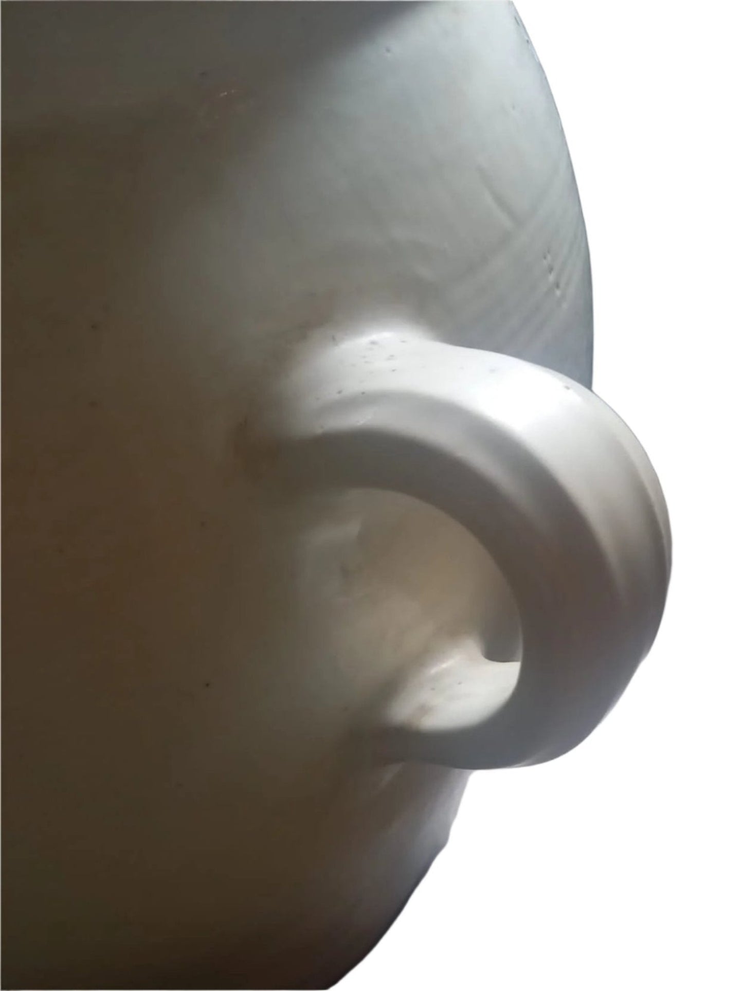 Huge white 'gris' glazed French confit pot