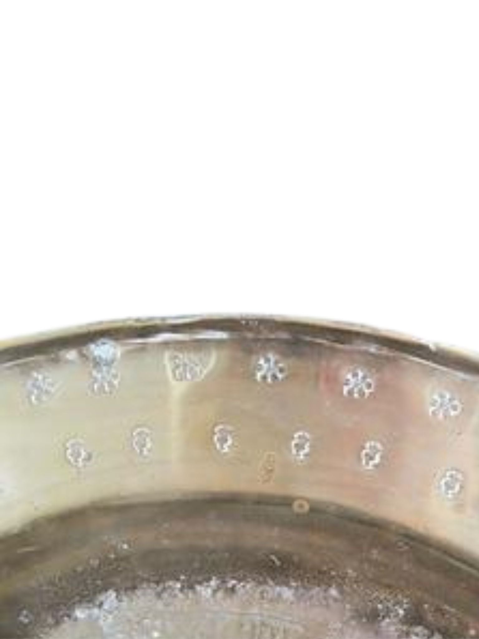 Close-up of a silver ring with small stones on a white background