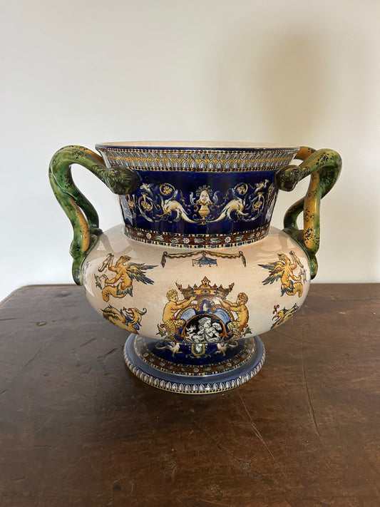 Gien earthenware vase / pot 19th century