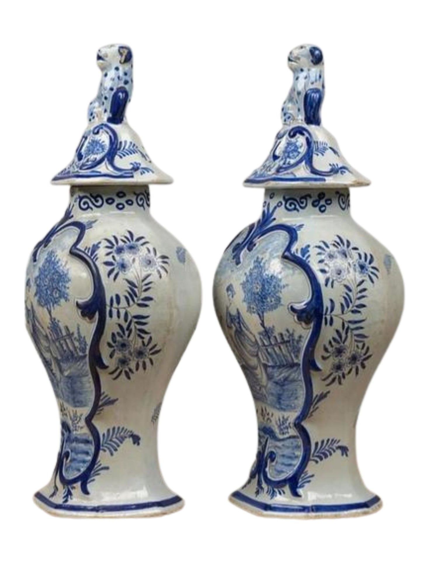 Delft style covered Vases