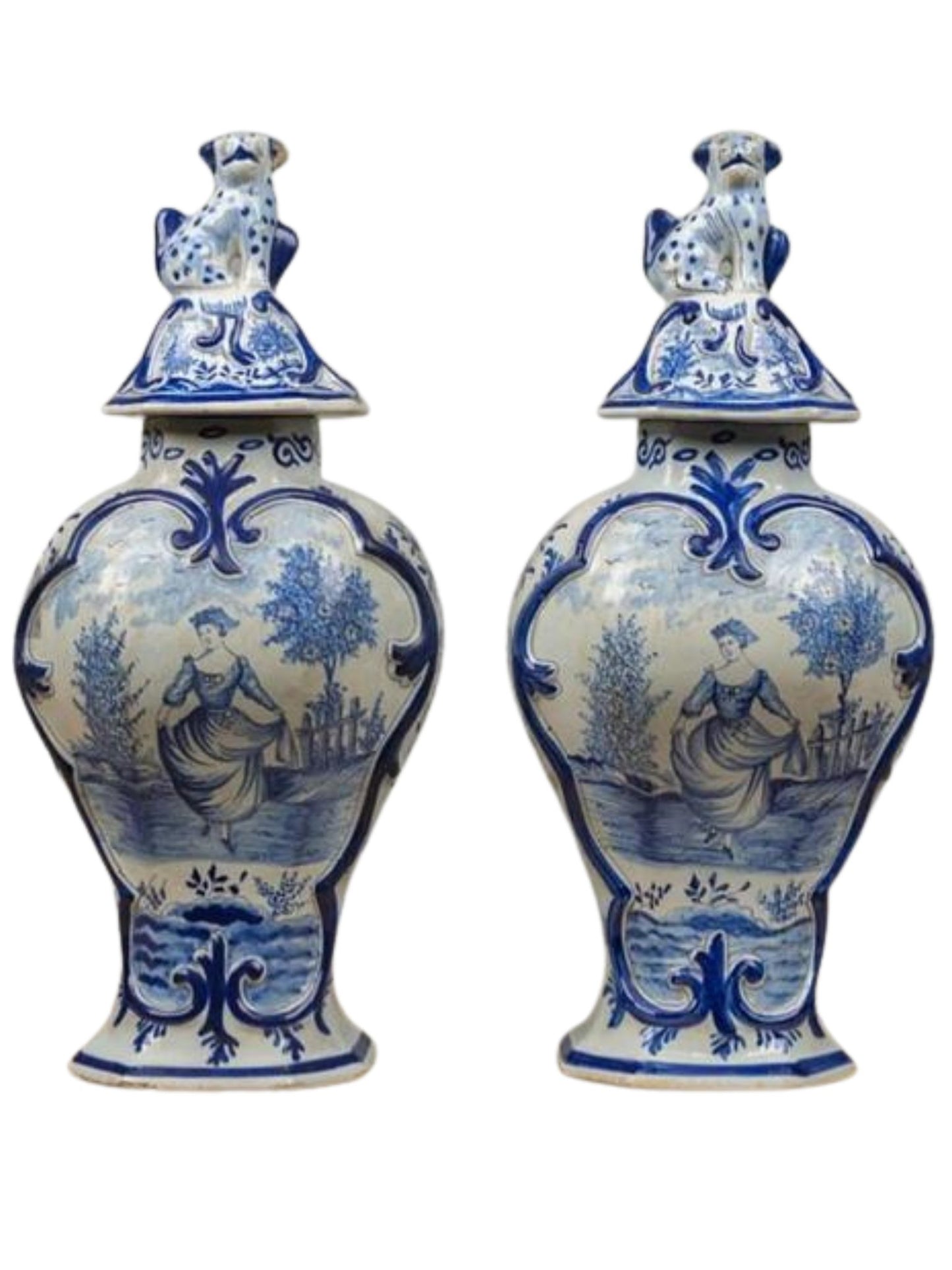Delft style covered Vases