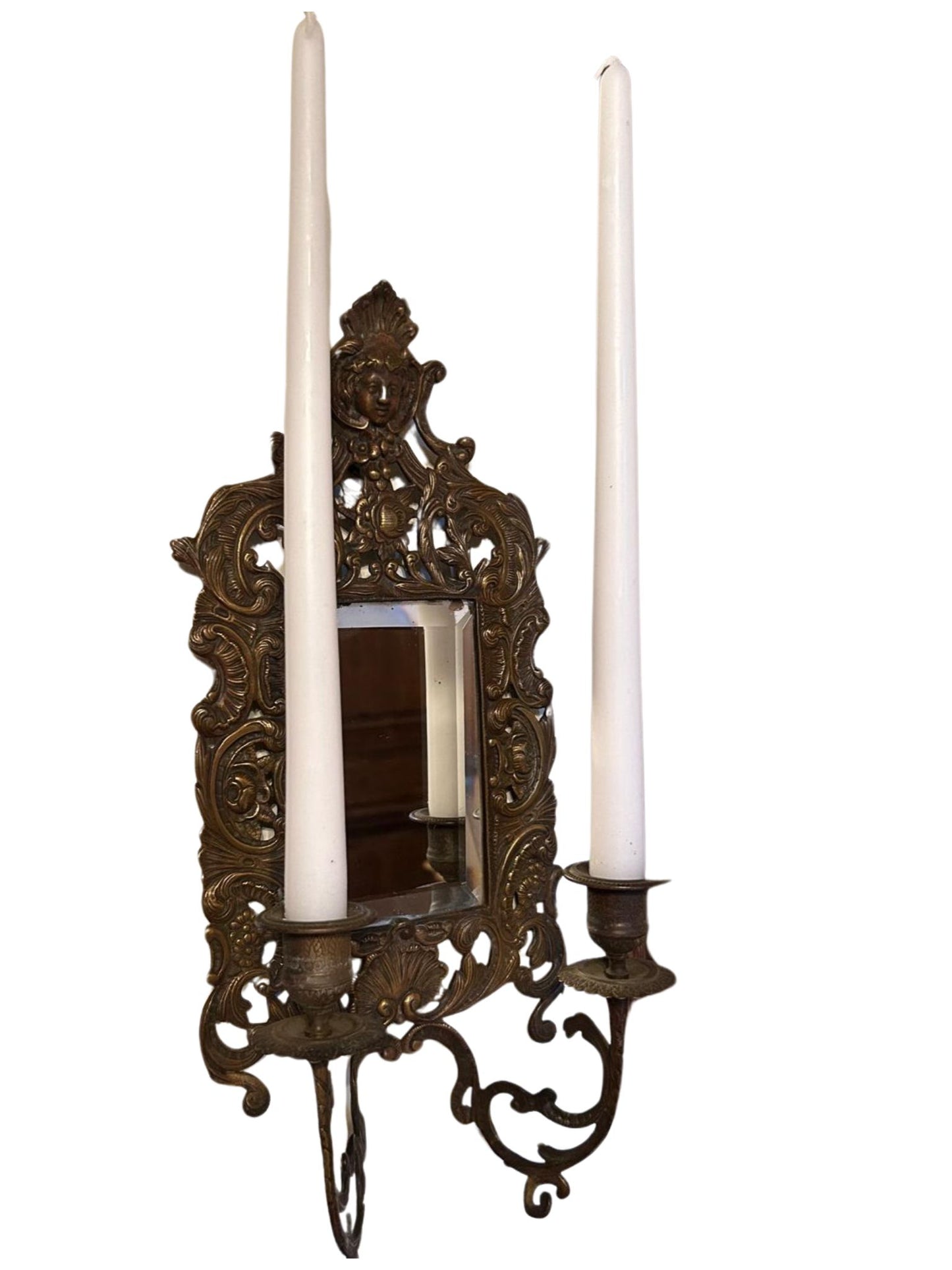 2 Wall Sconces with Mirror and Candlestick holders