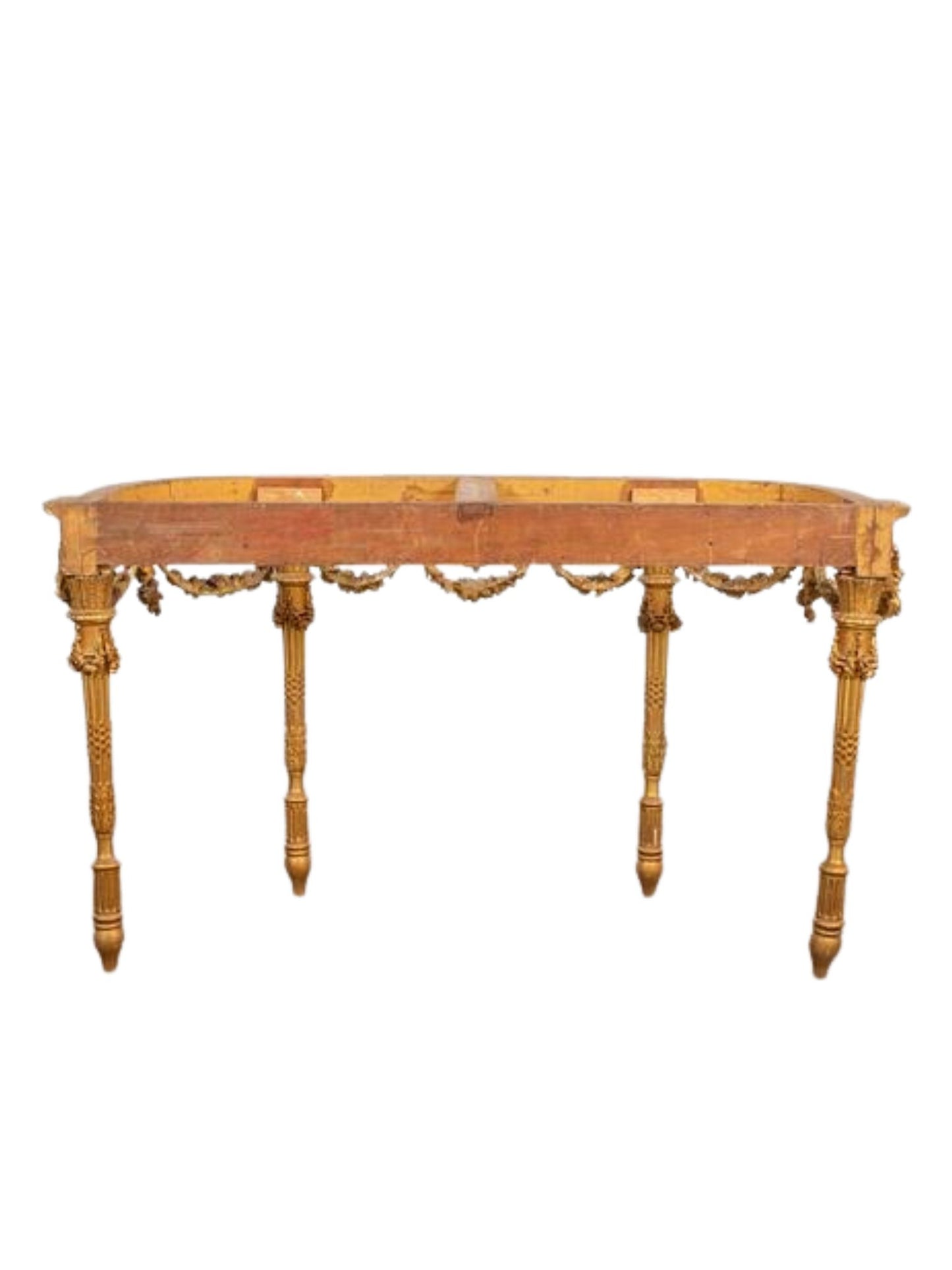 Louis XVI Gilded console table/white marble top