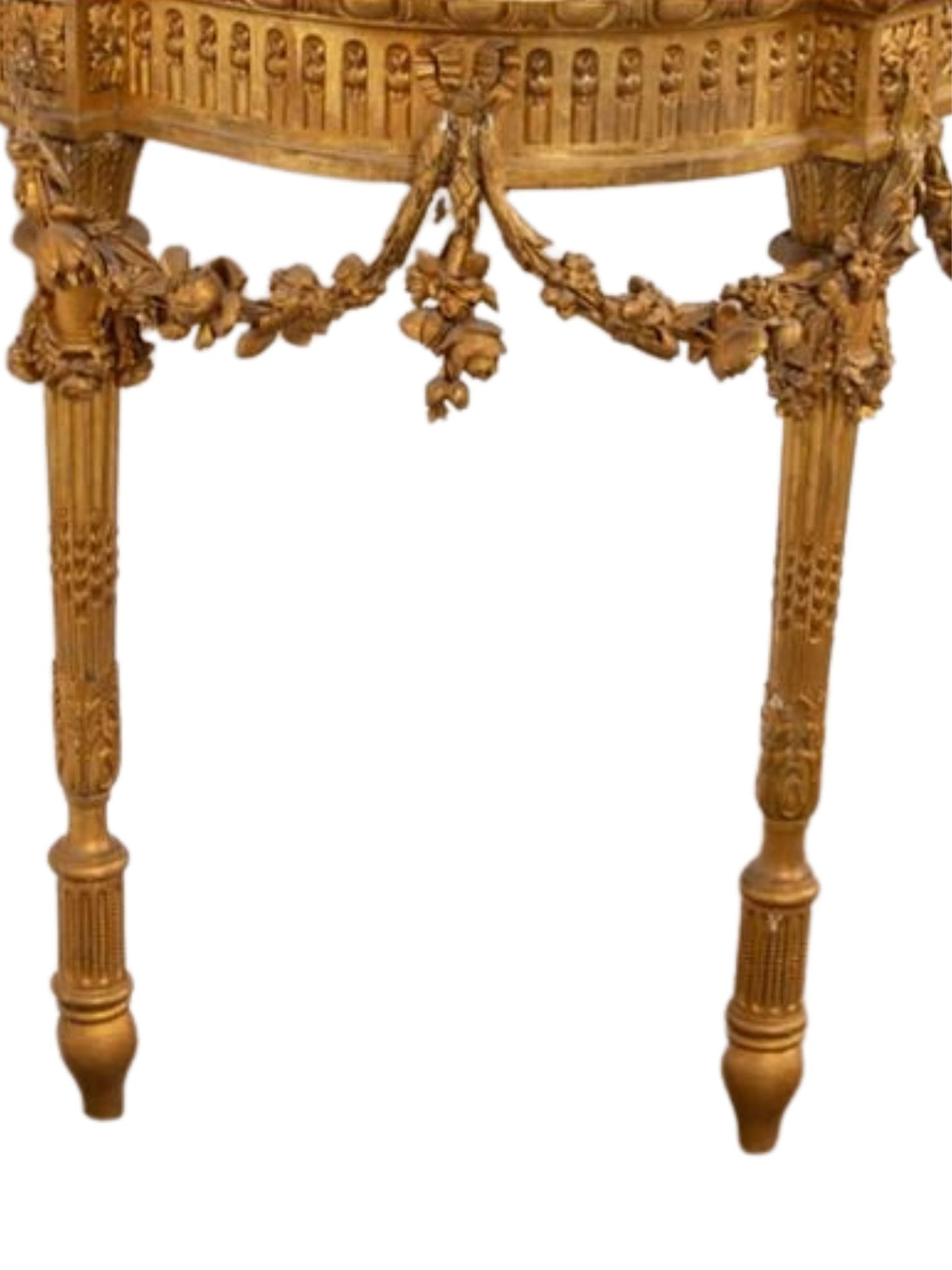 Louis XVI Gilded console table/white marble top