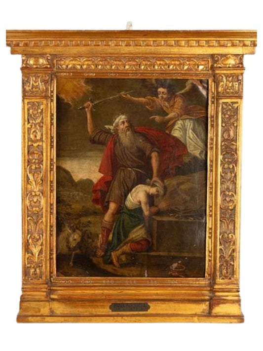 Sacrifice of Abraham painting 17th Century. 11 x9 in.