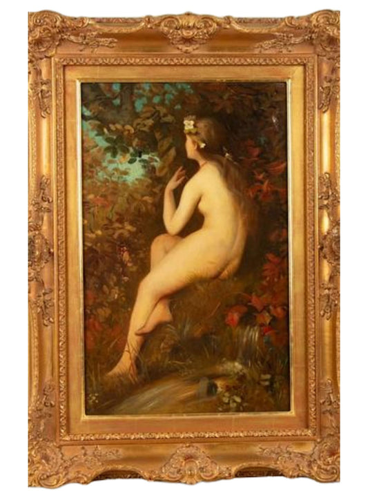 19th Century painting of nude woman 19 x 14 in.