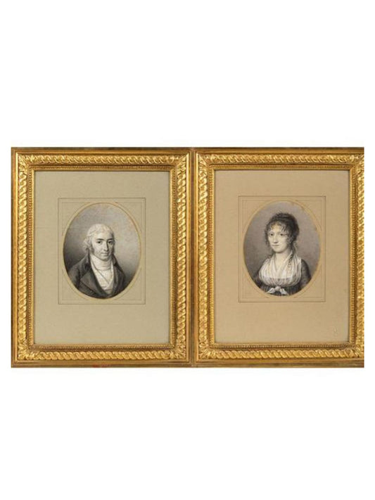 A pair of 19th century pencil portraits